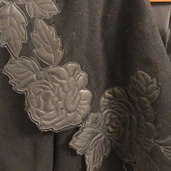 Newport News Black with Faux Leather Trim Pea Coat size 6 - Picture 2 of 6